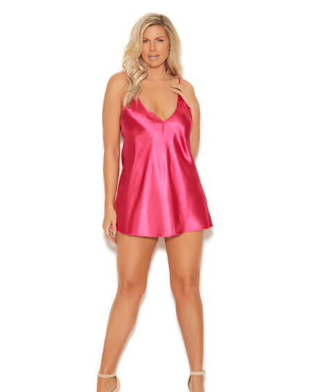  Charmeuse Chemise With Deep V Front And Adjustable Straps