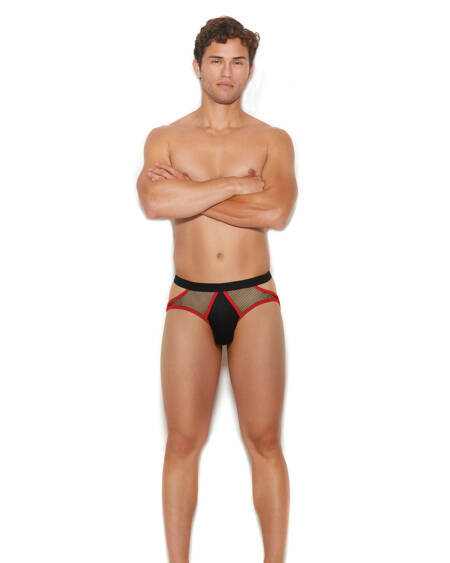  Mens Fishnet And Lycra Jock Strap With Red Trim