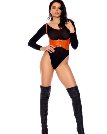  Leather Harness With Adjustable Buckle Straps And Front Velcro Buckle Closure