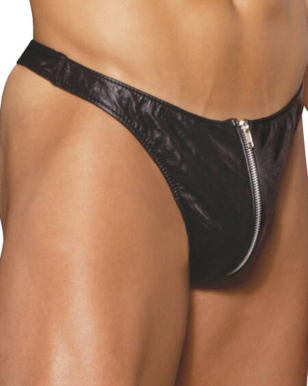  Mens Leather Zip Up Thong,  *available Boxed