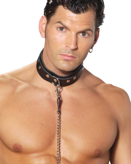  Mens Leather Collar With O Ring Detail