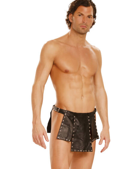  Leather Kilt With Nail Heads And Adjustable Buckle Closure
